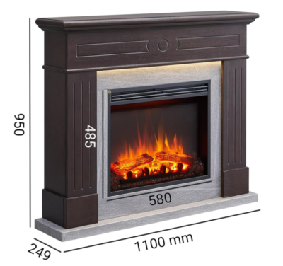 Legion Wenge & Grey Stone Mantle Electric Fireplace with Mood Light - Image 3