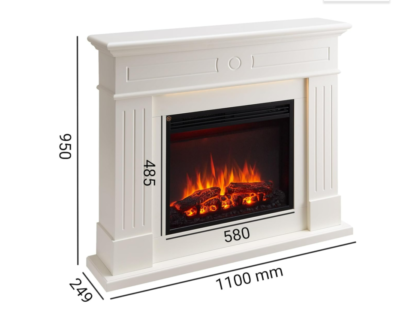 Legion White Mantle Electric Fireplace with Mood Light - Image 3